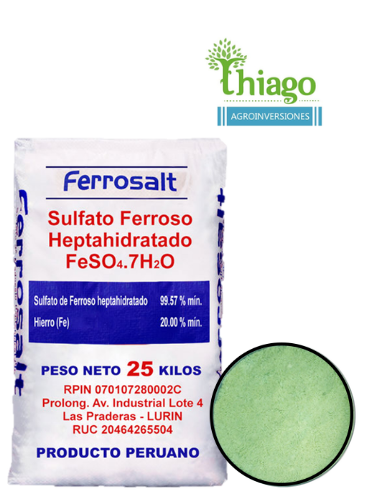 SULFATO FERROSO HEPTAHIDRATADO X 25 KG - MARCA FERROSALT