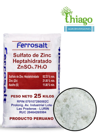 SULFATO DE ZINC HEPTAHIDRATADO X 25 KG - MARCA FERROSALT 